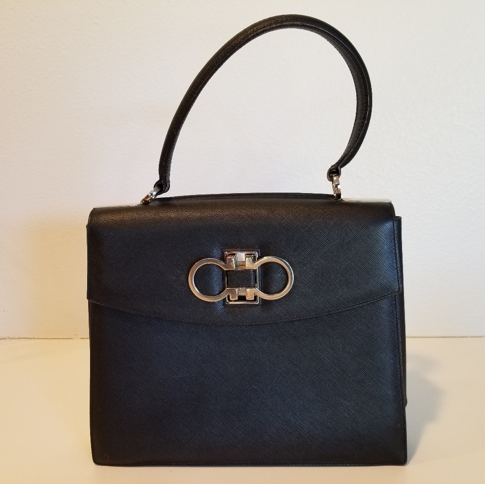 Salvatore Ferragamo Double Flap Black Bag